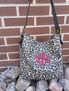 Concealed Carry Purse Leopard Print Shoulder Bag with Red Monogram